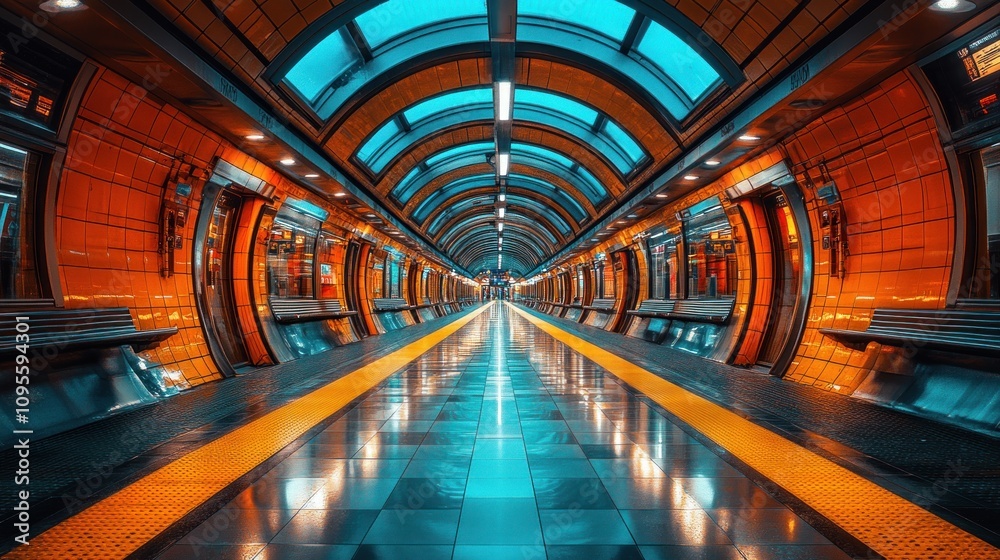 Fototapeta premium Futuristic Subway Station Interior