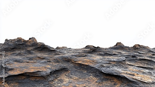 rugged volcanic terrain barren landscape with jagged rocks and dark soil
