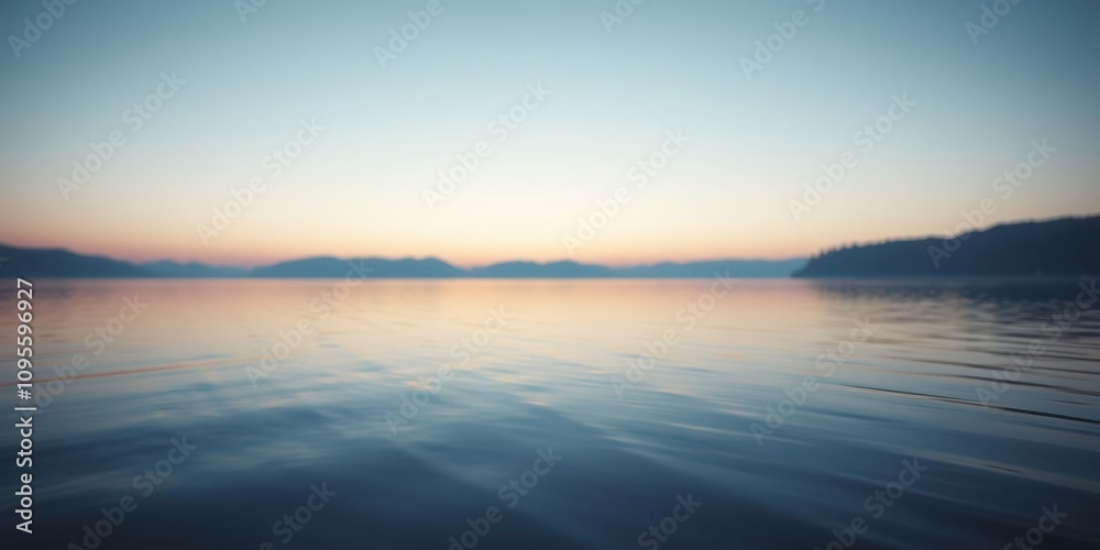 Soft focus on a serene lake at dawn with gentle blue hues blending into soft peach tones, peaceful morning atmosphere, serene lake scenery Soft focus on a serene lake at dawn with gentle blue hues blending into soft peach tones, peaceful morning atmosphere, serene lake scenery