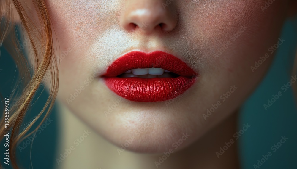 Sophisticated Close-Up of Perfectly Glossy Red Lips Sophisticated Close-Up of Perfectly Glossy Red Lips