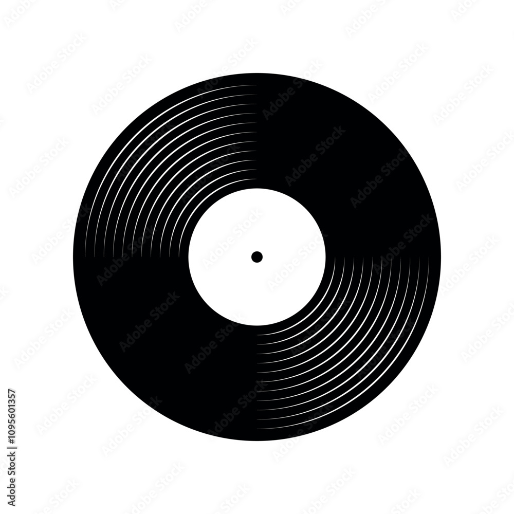 vinyl record symbol, black and white plate disc, vector illustration vinyl record symbol, black and white plate disc, vector illustration