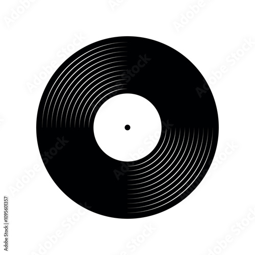 vinyl record symbol, black and white plate disc, vector illustration