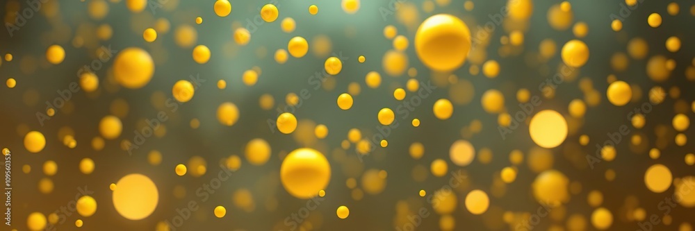 Yellow particles suspended in mid-air with a blurred background and glowing accents, yellow lights, blurred background, abstract art