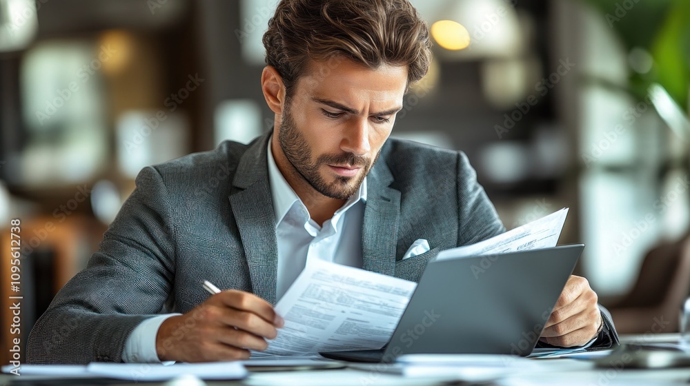 Businessman reviewing documents Businessman reviewing documents
