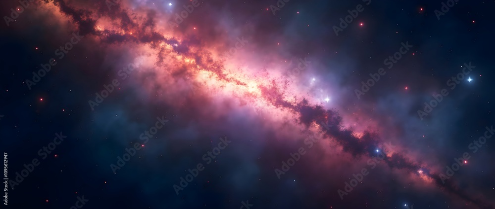 Fototapeta premium a swirling cosmic phenomenon, possibly a galaxy or nebula, against a star-studded space background.