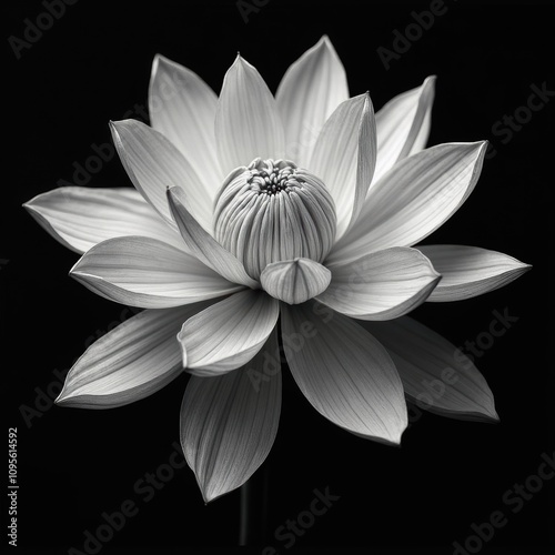 Elegant Black and White Lotus Flower in Bloom