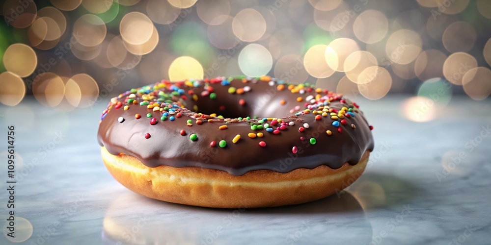 The perfect bite: a chocolate donut, framed by soft focus. The perfect bite: a chocolate donut, framed by soft focus.