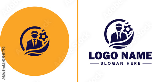 Employment Agency icon Staffing agency Recruitment agency Temp agency flat logo sign symbol editable vector