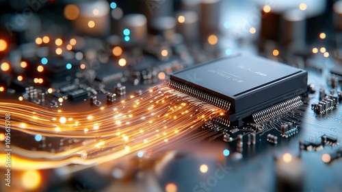 Overhead View of AI Embedded Processor on Circuit Board