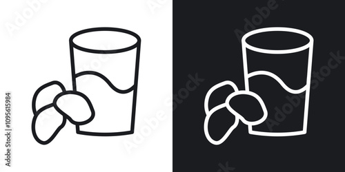 Ramadan iftar icon set in blackthin line style.