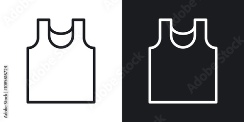 Sleeveless shirt icon set in blackthin line style.