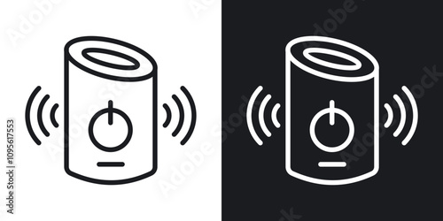 Smart speaker icon set in blackthin line style.