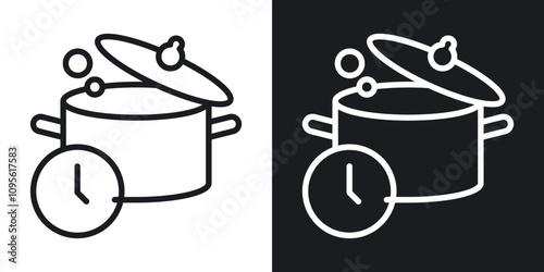 Cooking time icon set in blackthin line style.