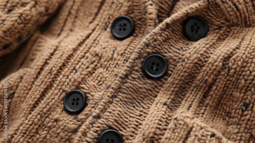 a brown sweater with black buttons a brown sweater with black buttons