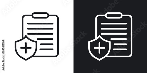 Medical record icon set in blackthin line style.