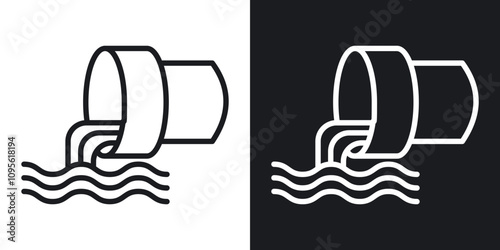 Waste water icon set in blackthin line style.