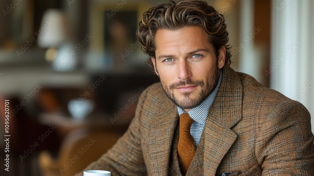 Fototapeta premium Handsome Man in a Brown Suit