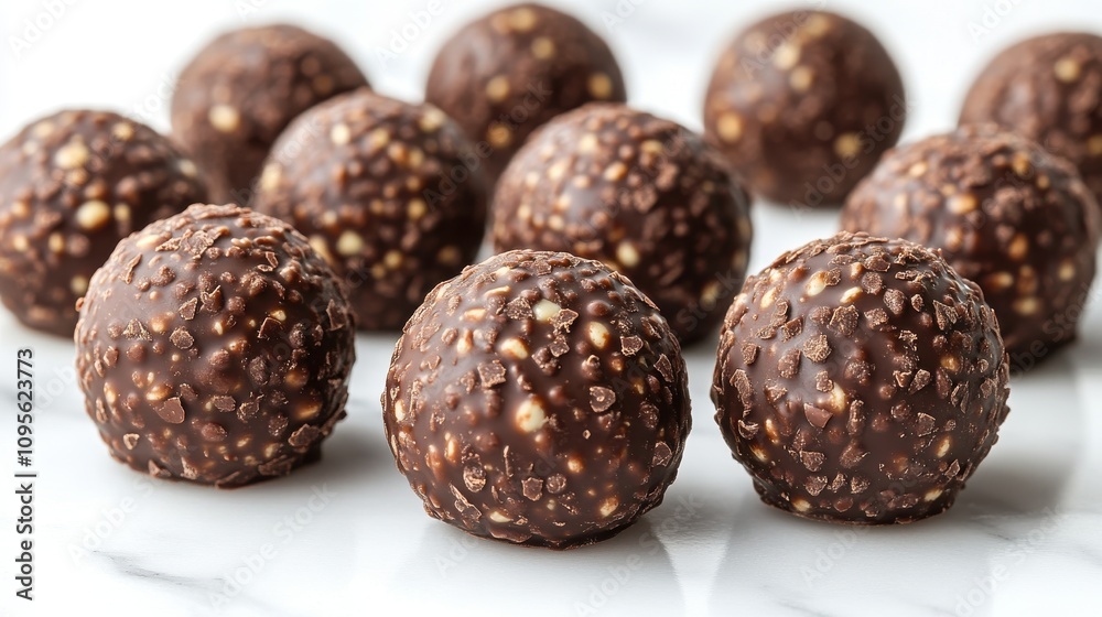 a group of chocolate balls a group of chocolate balls