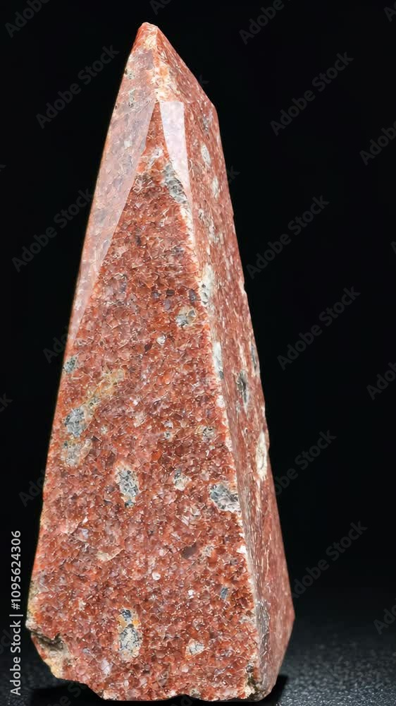Relistic Red Barel Rocks Unique red stone obelisk display showcasing intricate textures and ...