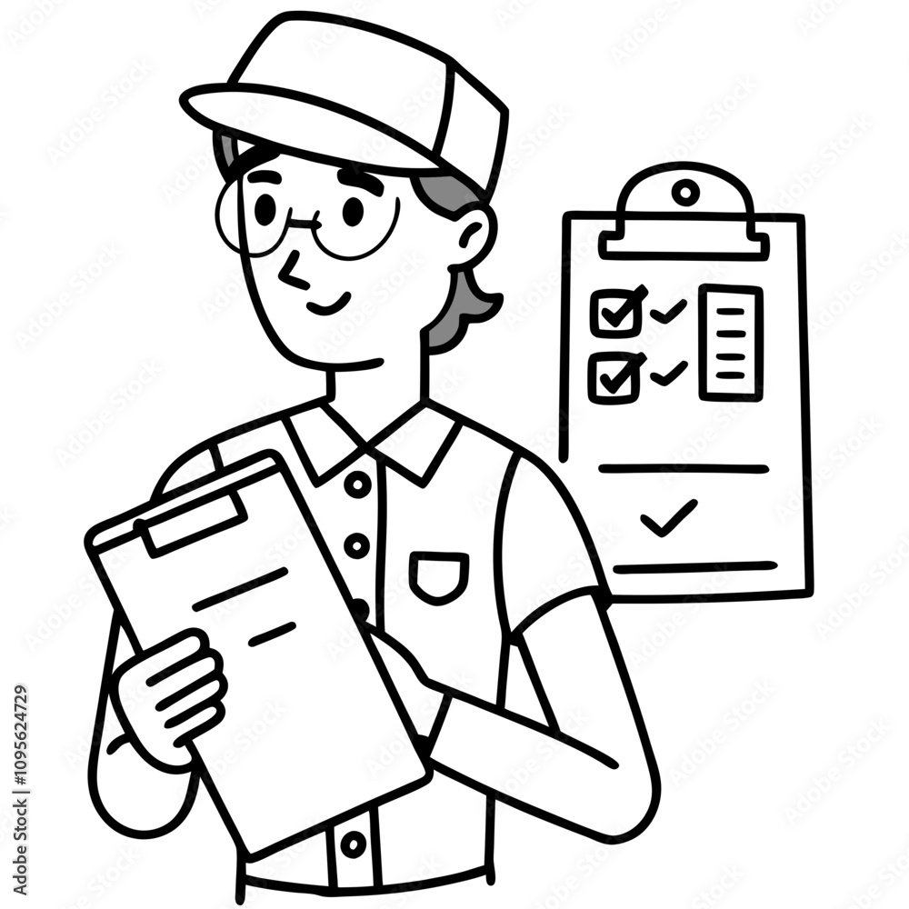 delivery man with checklist illustration delivery man with checklist illustration