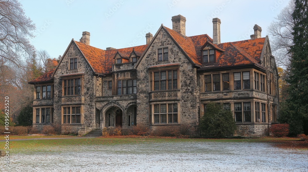 a large stone building with many windows a large stone building with many windows