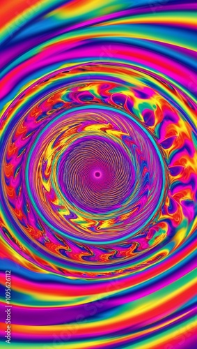 Psychedelic spiral pattern with rotating rainbow color shifts