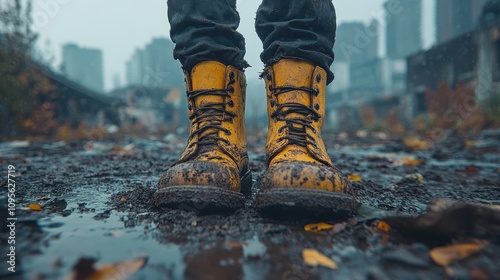 a pair of dirty boots photo