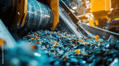 high-speed industrial shredder machine slicing through materials