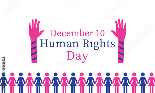 Human rights day awareness concept vector illustration  with hands up silhouette free vector.
