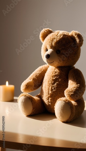 Teddy Bear, Plush Toy, Stuffed Animal, Soft and Cute, Childhood Comfort, Adorable Companion, Warm and Cozy, Nostalgic Gift, Playful, Snuggle Buddy, Kids Toy, Comforting Presence, AI Generated