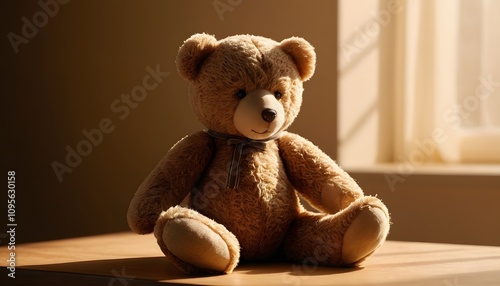 Teddy Bear, Plush Toy, Stuffed Animal, Soft and Cute, Childhood Comfort, Adorable Companion, Warm and Cozy, Nostalgic Gift, Playful, Snuggle Buddy, Kids Toy, Comforting Presence, AI Generated