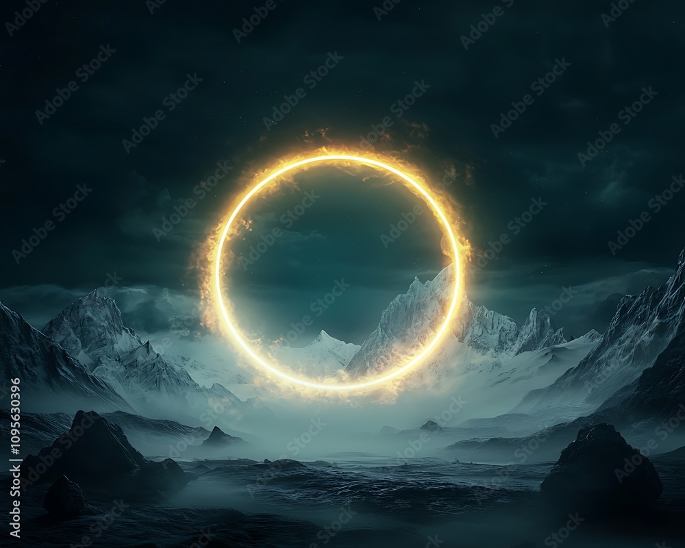 Enigmatic Golden Circle in Mysterious Landscape Enigmatic Golden Circle in Mysterious Landscape