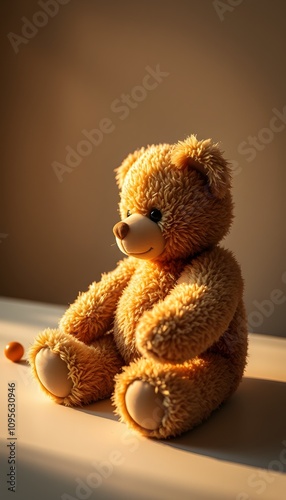 Teddy Bear, Plush Toy, Stuffed Animal, Soft and Cute, Childhood Comfort, Adorable Companion, Warm and Cozy, Nostalgic Gift, Playful, Snuggle Buddy, Kids Toy, Comforting Presence, AI Generated