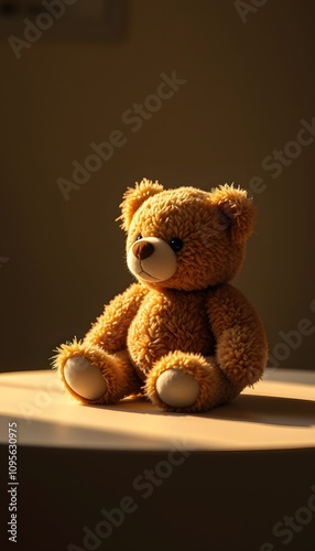 Teddy Bear, Plush Toy, Stuffed Animal, Soft and Cute, Childhood Comfort, Adorable Companion, Warm and Cozy, Nostalgic Gift, Playful, Snuggle Buddy, Kids Toy, Comforting Presence, AI Generated