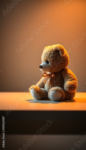 Teddy Bear, Plush Toy, Stuffed Animal, Soft and Cute, Childhood Comfort, Adorable Companion, Warm and Cozy, Nostalgic Gift, Playful, Snuggle Buddy, Kids Toy, Comforting Presence, AI Generated