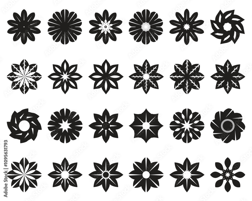 Set of different circle flower icon Set of different circle flower icon