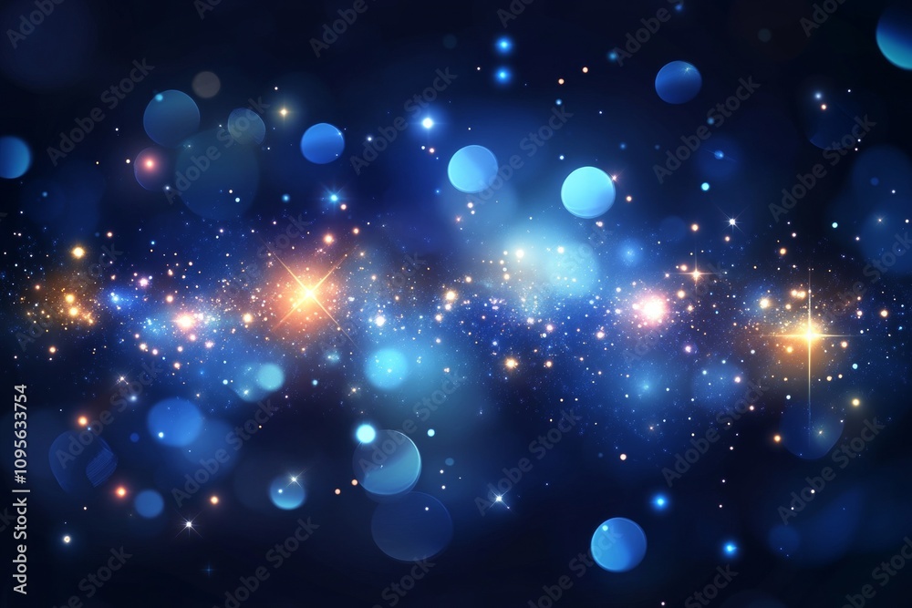 Obraz premium Vibrant cosmic galaxy with glowing stars and bokeh light effects in deep space