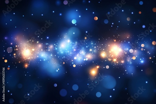 Wallpaper Mural Vibrant cosmic lights: blue and orange abstract starry background Torontodigital.ca