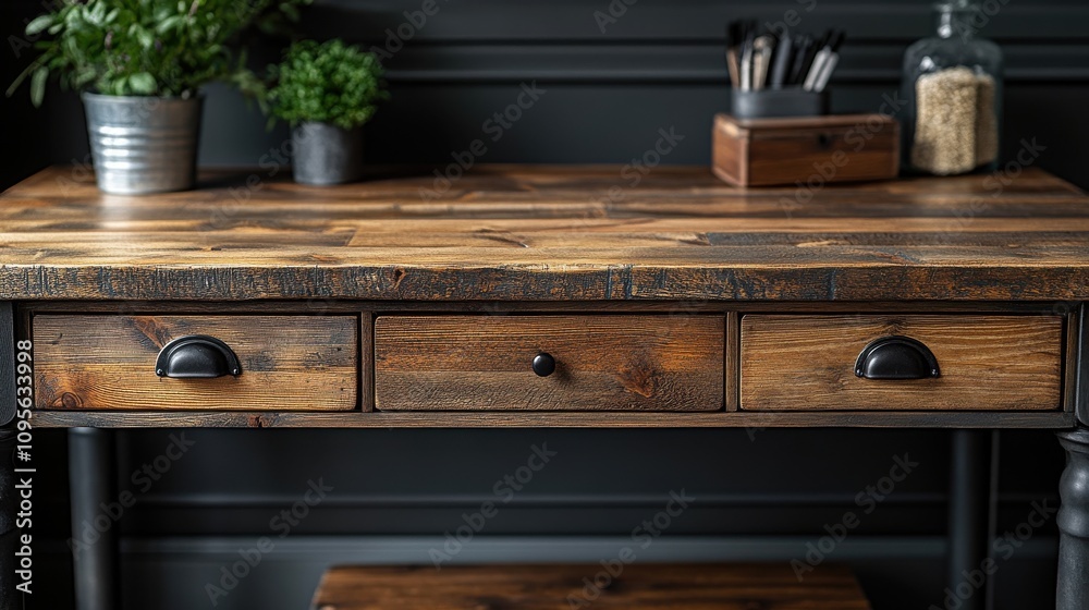 a wooden desk with a drawer a wooden desk with a drawer