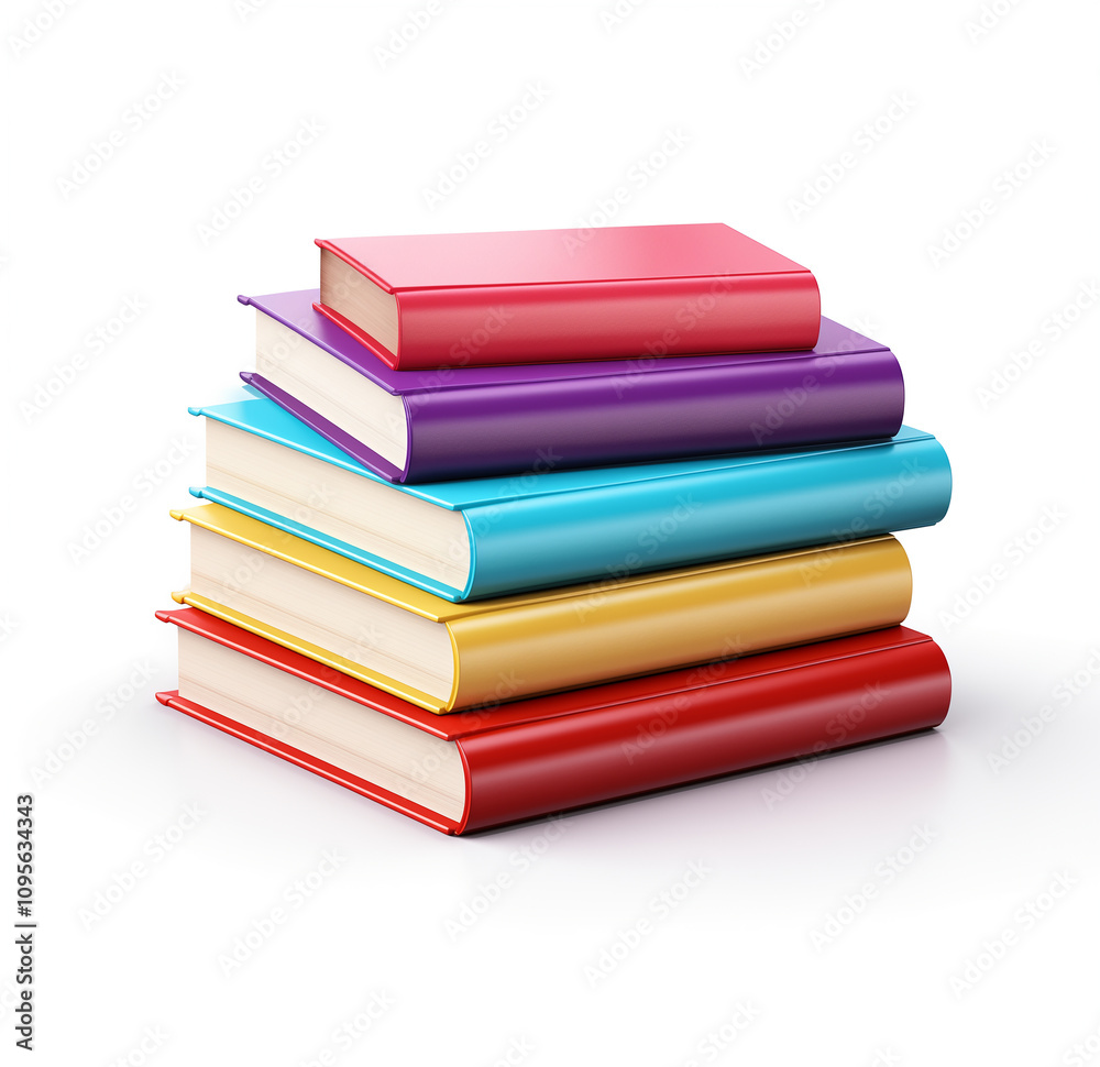 Stack of Colorful Books on White Background Stack of Colorful Books on White Background