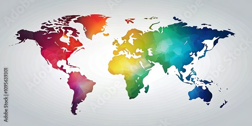 Vibrant Polygonal World Map A Colorful Representation of Global Connectivity and Unity photo