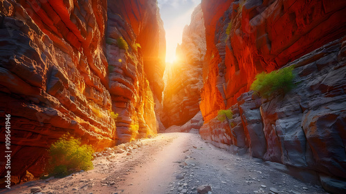 Obraz na płótnie Golden Hour Canyon Landscape Illustration w salonie