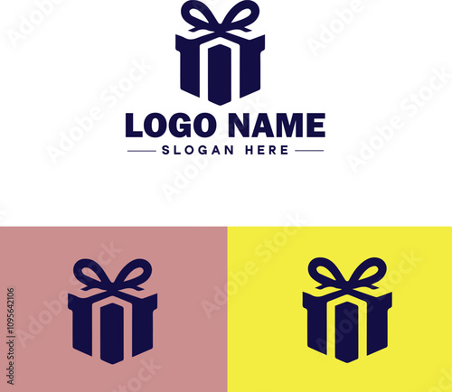 Gift shop icon Souvenir shop Curio shop Specialty store flat logo sign symbol editable vector
