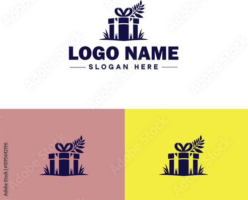 Gift shop icon Souvenir shop Curio shop Specialty store flat logo sign symbol editable vector