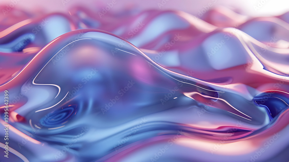 Abstract 3D Background: Purple and Blue Liquid Waves