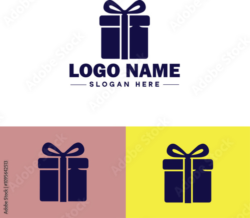 Gift shop icon Souvenir shop Curio shop Specialty store flat logo sign symbol editable vector