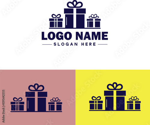 Gift shop icon Souvenir shop Curio shop Specialty store flat logo sign symbol editable vector