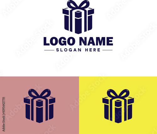 Gift shop icon Souvenir shop Curio shop Specialty store flat logo sign symbol editable vector