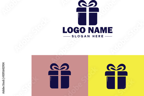 Gift shop icon Souvenir shop Curio shop Specialty store flat logo sign symbol editable vector