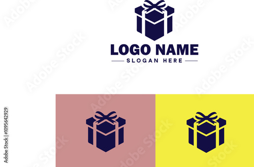 Gift shop icon Souvenir shop Curio shop Specialty store flat logo sign symbol editable vector